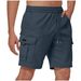 72/5000 Men's Solid Color Drawstring Elastic Waist Multi-pocket Straight Five-inch Pants, Shorts, Work Pants, Casual Pants 2025_viptrois.com
