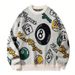 Men's Clothing Crew Neck Sweater Men's New Autumn And Winter Trendy Jacquard Knit Sweater Youth Warm Base Layer_viptrois.com