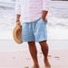 Men's Clothing Cotton And Linen Shorts Drawstring Elastic Waist Vacation Solid Color Breathable Daily Beach Five Point Casual Sports Pants_viptrois.com