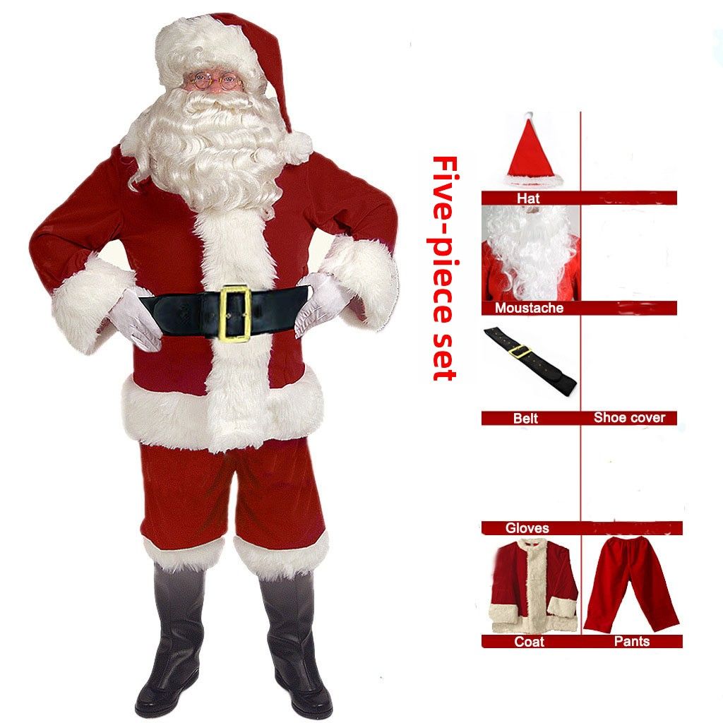 Christmas Cosplay Show Costume Santa Claus Costume Gold Velvet Festival Atmosphere Set_viptrois.com