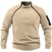 Pure Sweatshirt Autumn Winter Fleece Solid Color Stand Collar Outdoor Warm Plus Size Cross-Border European American Tactical_viptrois.com