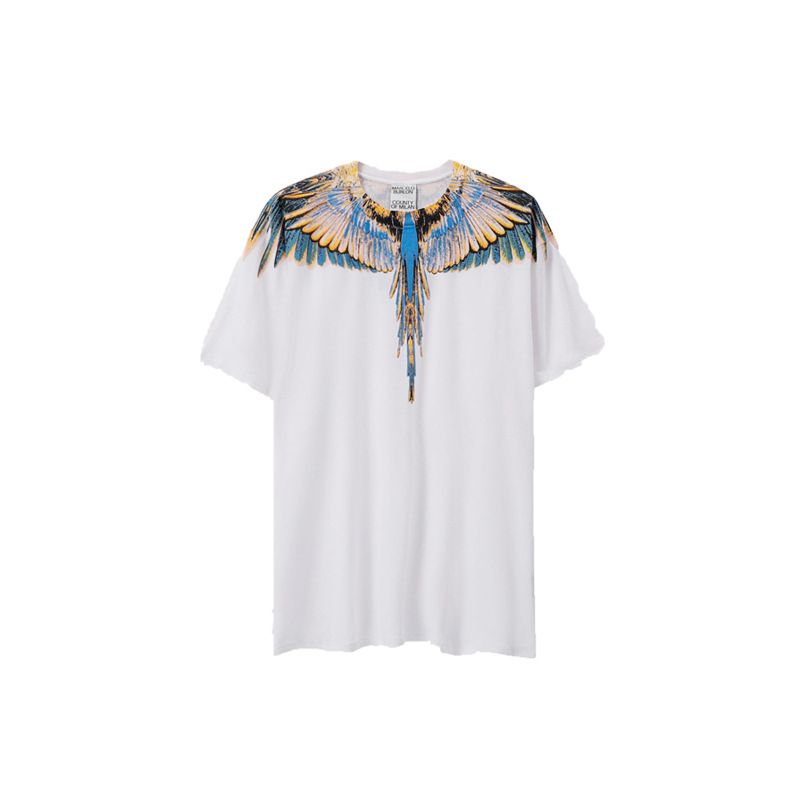 Man's Clothing Marcelo MB Fashion Feather Short Sleeve Yellow Blue White Wings Printed Men's And Women's T-shirt Summer_viptrois.com
