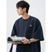 Embroidered Design Pure Cotton Short Sleeved Men's Spring And Summer New Style Loose Casual Couple Trendy Brand T-shirt_viptrois.com