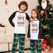 Family Christmas plaid letter cartoon family Christmas printed home dress pajamas_viptrois.com