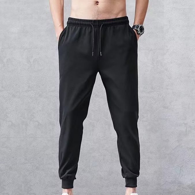 Men's Clothing Solid Color Heavyweight Sports Sweatpant Pants Trendy Brand Zipper Slit Slightly Flared Straight Casual Pants_viptrois.com