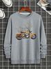 Men's Loose Casual Fashionable Retro Motorcycle Pattern Printed Round Neck Long Sleeved Sweatshirt For Autumn And Winter_viptrois.com