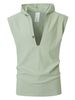 Men's Clothing Men's Sports Casual Linen Drawstring Hooded Sleeveless Vest Beach Top Summer_viptrois.com