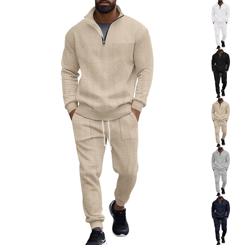 Men's Fleece-Lined Jogger Pants Set Winter Thermal Comfort Casual Tracksuit For Cold Weather_viptrois.com