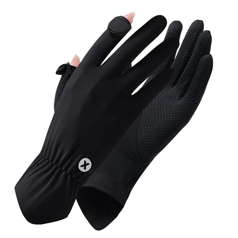 Sunscreen gloves ladies summer cool outdoor anti-ultraviolet thin anti-skid sports riding ice silk gloves_viptrois.com