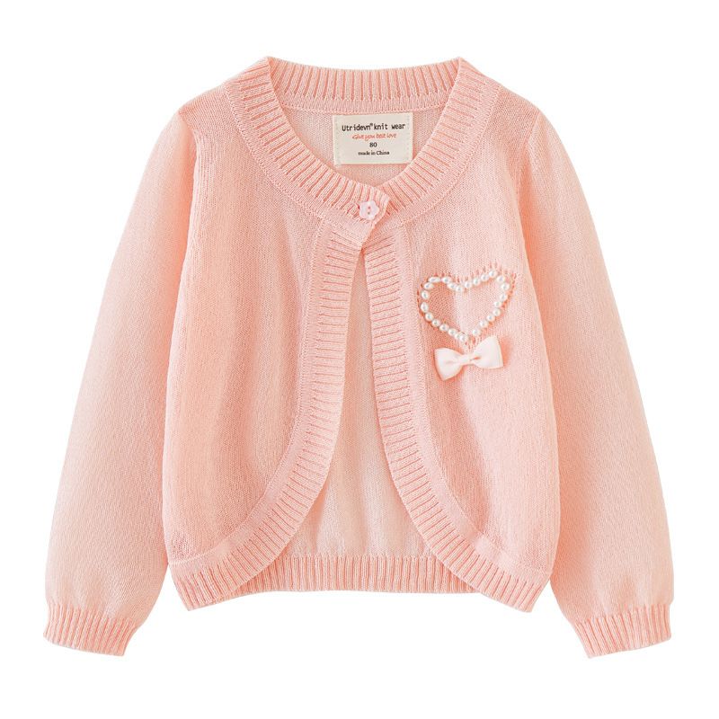 Linen Girls Knitted Cardigan Thin Coat Children's Sun Protection Air Conditioning Shirt Small Children's Shawl Summer One Piece Delivery_viptrois.com