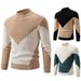 Loom Loom European Style Half Turtleneck Sweater For Men, Autumn And Winter New Fashion Color Block Crew Neck Knitwear, Versatile_viptrois.com