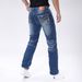 Men's Slim Fit Stretch Denim Jeans – European Washed Blue Straight-Leg Tapered Pants (S-2XL)_viptrois.com