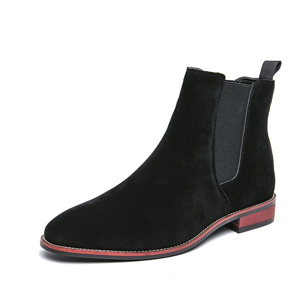 New Fashion Brown Retro Frosted Chelsea Boots Men's Pointed Toe Retro Boots British Men's Boots Short Boots Leather Boots_viptrois.com