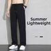 Men's Ice Silk Quick Drying Stain Resistant Casual Pants Summer Thin Loose Fitting Straight Leg Harem Cropped Polyester_viptrois.com
