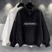 Men's Clothing Half turtleneck zipper sweatshirt men's spring and autumn style letter embroidery casual loose long sleeved top clothes all match_viptrois.com