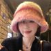 Dopamine color blocked striped plush knitted fisherman for women, 2024 autumn and winter warm woolen hat, big head_viptrois.com