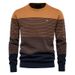 Pure 2024 Autumn Winter American Style Long Sleeve Trendy Sweater Slim Fit Round Neck Striped Men's European Size Knitwear_viptrois.com