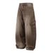 Men's Punk Washed Gradient Loose Wide-Leg Split Deconstructed Silhouette Denim Pants Trend_viptrois.com