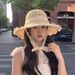 Summer New Lace Trim Hollow Breathable Protection Sun Beach Vacation Photo Straw Hat For Women_viptrois.com