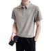 Summer New Products Men's Polo Shirt Solid Color Clean Drape Men's Elastic Ice Silk Lapel Short Sleeve POLO Shirt_viptrois.com