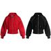 Millennial Streetwear Vintage Style Red Hooded Sweatshirt Women's Short Loose Jacket With 3D Pearl Embroidery Casual Oversized Pullover_viptrois.com