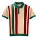 Men's Clothing Luxury Fashion Slim Lapel Sweater Elegant Vertical Stripes Color Matching Short Sleeved Knitted Polo Shirt_viptrois.com
