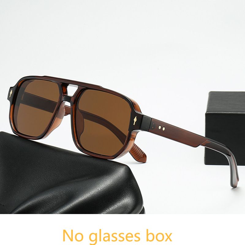 Unisex Square Fashion Twin-beam Sunglasses For Men Cross-border Retro Casual Driving Business Trend Sunglasses_viptrois.com