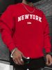Men's Loose Casual Fashion New York USA Letter Pattern Printed Round Neck Long Sleeved Sweatshirt For Autumn And Winter_viptrois.com