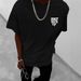 Fashion Street Graffiti Back Large Letter Printing Heavy Hip Hop Silhouette Men's T-Shirt_viptrois.com