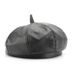 Women's Spring And Autumn Trendy Personality Solid Color Leather Artist Hat Outdoor Travel Street Sunshade Warm Beret_viptrois.com