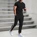 Summer New Men's Casual Sports Short Sleeve Long Pants Set_viptrois.com