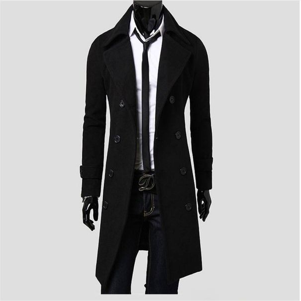 High Quality 2025 Fashion Outerwear Jacket Men's Cotton Lapel Pure Color Double-Breasted Long Sleeve Casual Slim Windbreaker M-5XL_viptrois.com