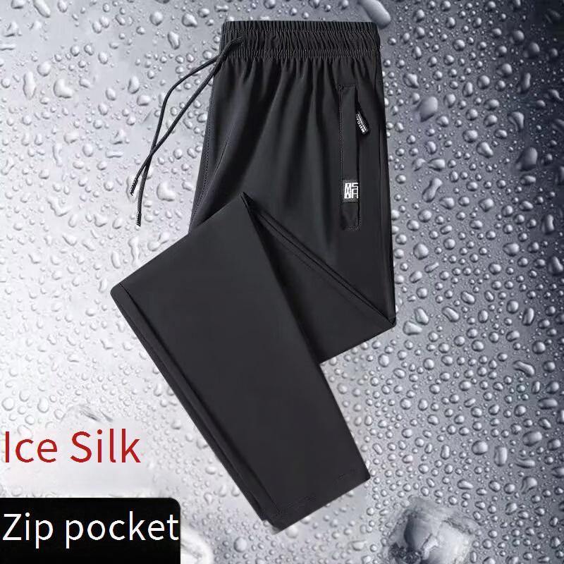 Men's Quick-Dry Ice Silk Trousers – Summer Breathable Joggers With Zipper Pockets (Stretch Fit, UPF 50+, S-5XL)_viptrois.com