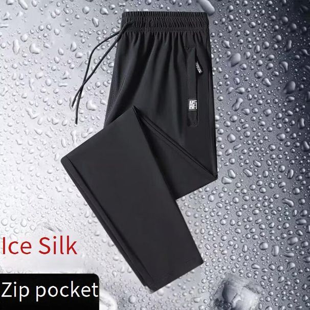 Men's Quick-Dry Ice Silk Trousers – Summer Breathable Joggers With Zipper Pockets (Stretch Fit, UPF 50+, S-5XL)_viptrois.com