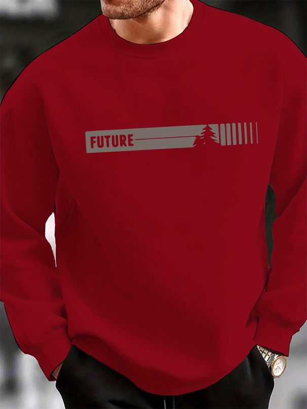 Men's Loose Casual Fashionable Classic Futune Pattern Printed Round Neck Long Sleeved Sportswear For Autumn And Winter_viptrois.com