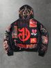 Men's Gothic Streetwear Hoodie With Dark Patchwork Print - Alternative Aesthetic Urban Outerwear_viptrois.com