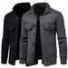 Loom Autumn New Foreign Trade Men's Knitted Cross-Border Fashion Solid Color Turn-Down Collar Workwear Cardigan Outerwear_viptrois.com