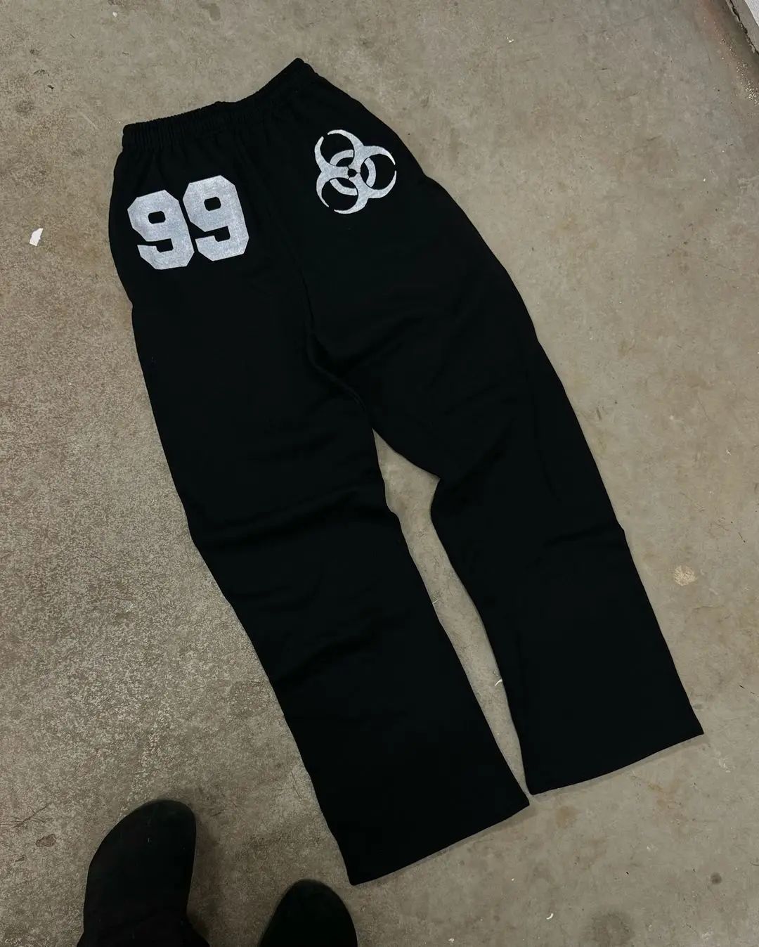 Men's Clothing Casual Trend Sports Pants Men and Women Loose Wide Leg High Waist Hip Hop Letter Print Pants_viptrois.com