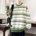 Round Neck Sweatshirt For Men, Retro Lazy Style Striped Long Sleeved Top, Loose Casual Jacket_viptrois.com