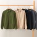 Men's Clothing Solid Color Long Sleeved Shirt Retro Loose Casual Pocket Baseball Jacket_viptrois.com