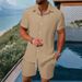 Men's Lightweight Summer Blazer & Shorts Set - Casual Business T-Shirt Outfit For Office & Travel (Black/Grey/Khaki/Army Green/Navy/Brown, S-XXL)_viptrois.com