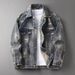 Men's American Style Trendy Jacquard Denim Jacket High Street Retro Loose Straight Leg Jeans Suit For Spring Autumn_viptrois.com