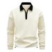 Men’s Zip-Neck Sweatshirt – Korean-Inspired Oversized Pullover With Stand Collar (Black/Navy/Beige/Grey)_viptrois.com