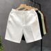 Men's Slim-Fit Waffle-Knit Dress Shorts | 5-Inch Inseam Flat Front Casual Shorts For Summer_viptrois.com
