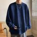 New suede hoodie for men in spring and autumn, loose fitting with inner layer, men's round neck long sleeved base shirt_viptrois.com