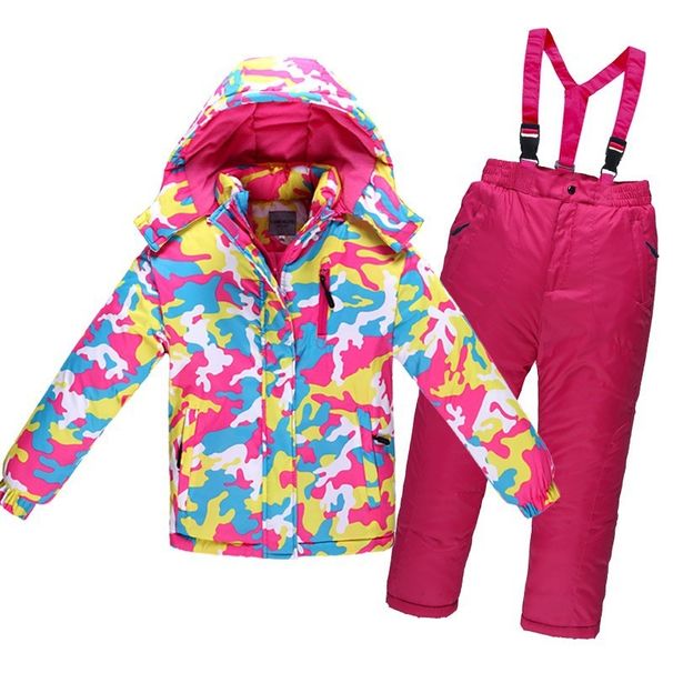Pulse Children's Suit Set Boys Girls Windproof Waterproof Thickened Warm Outdoor Cotton Jacket And Pants Ski Shirt_viptrois.com