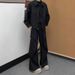 Cleanfit Black Micro-Latin Pants Drooping High-end Wide-leg Pants Men's Spring Pleated Paratrooper Cargo Pants_viptrois.com