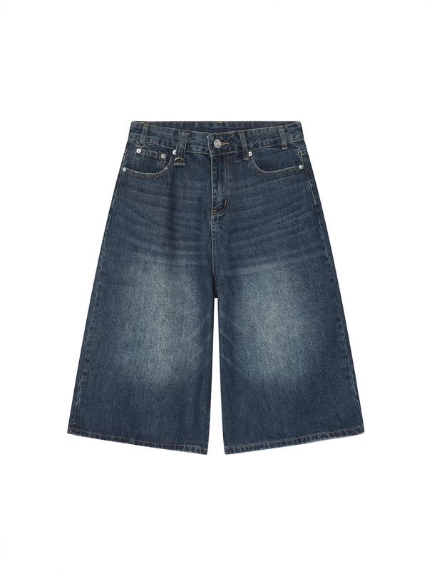Vintage Washed Denim Shorts For Men – Relaxed Fit, Mid-Length, Straight Leg – Retro Summer Casual Shorts (Multiple Colors & Sizes)_viptrois.com