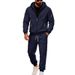 Men's Fleece Lined Two Piece Winter Suit Casual Sportswear Hooded Set Fashionable_viptrois.com