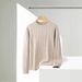 Men's Minimalist Knit Sweater - Textured Polyester Blend Oversized Pullover (Khaki)_viptrois.com